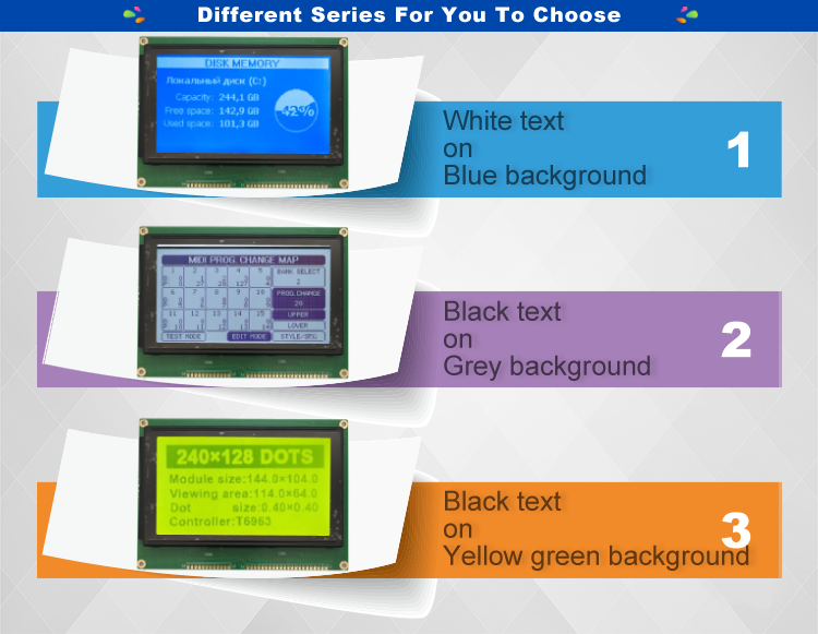 240128 240x128 LCD Display Graphic Reflective Monochromatic Fstn LCD Datasheet