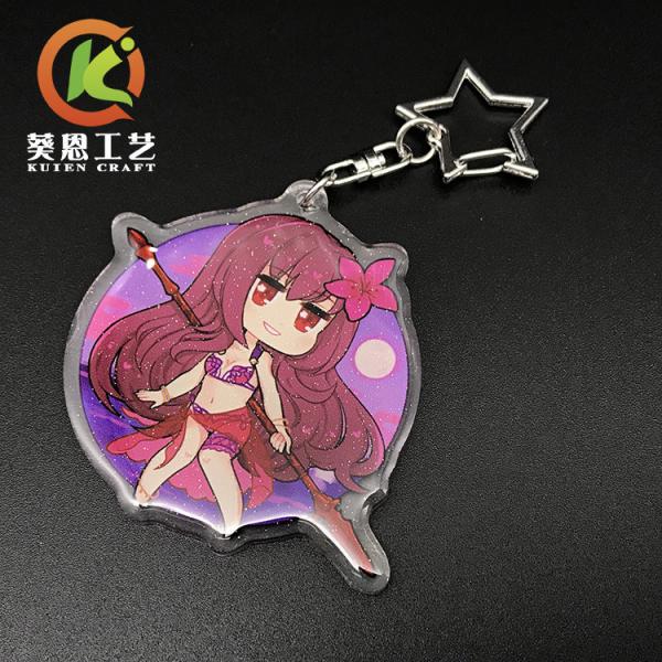 Manufacture Custom Transparent Shape Epoxy Resin Glitter Sparkle Acrylic Charms Key chains in China