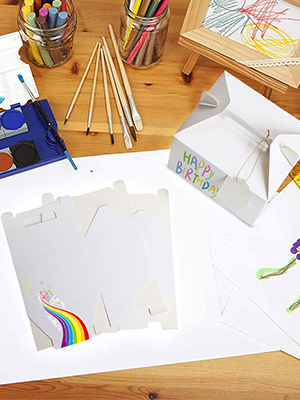 White Treat Boxes, Party Favor Boxes Gable Boxes Gift Boxes For Kids' Birthday Party, Wedding, Baby Shower, With Tag