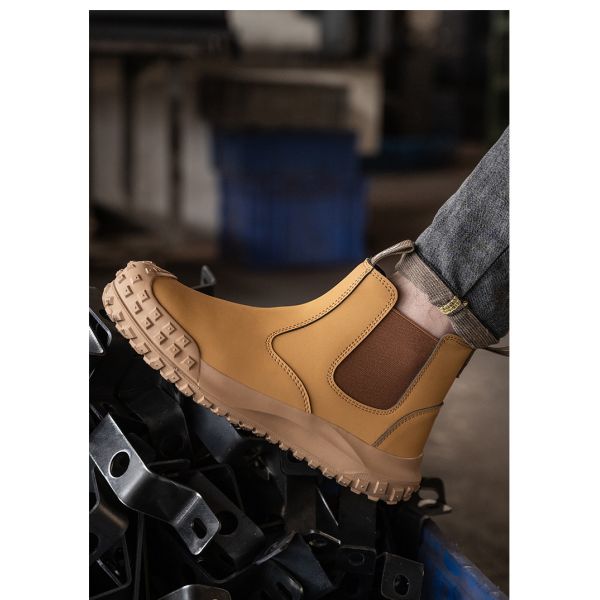 Suede Leather Chelsea Safety Shoes Steel Toe Safety Boots Kevlar Work Shoes Slip-Resistant Rubber Work Boots For Industrial Work