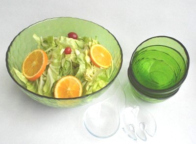 glass salad bowl set
