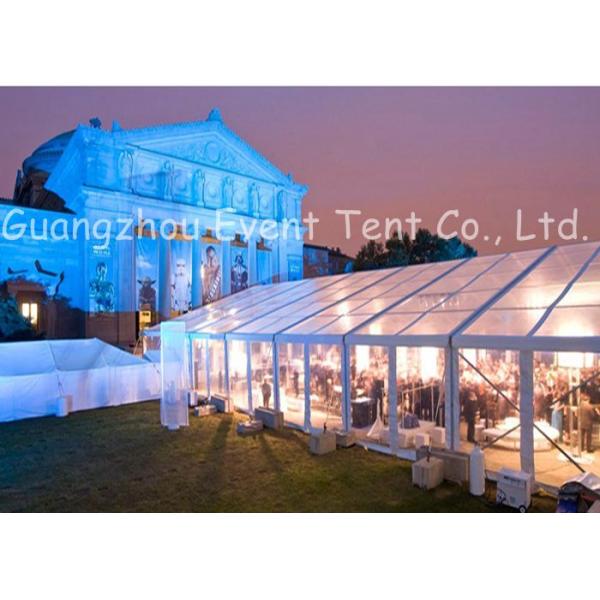 Clear Span Marquee With Glass Fire Door , Steel Clear Span Buildings Windproof White