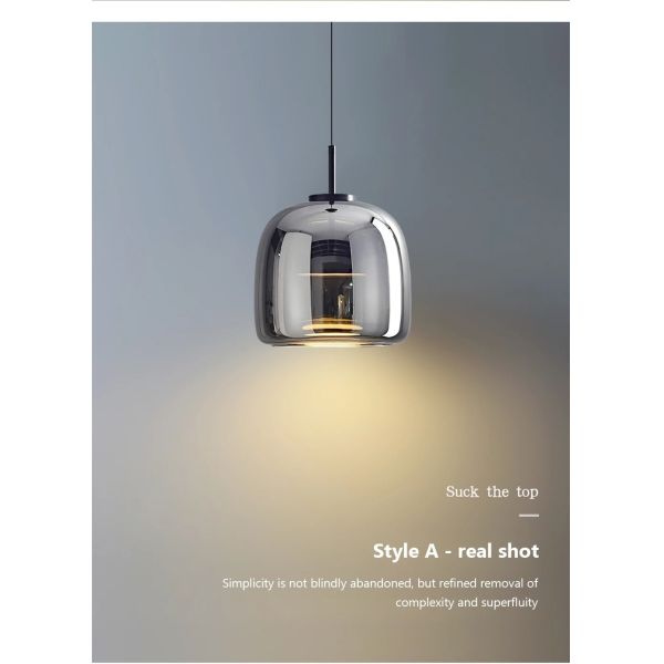 Nordic Glass Led Pendant Light Light Luxury Smoke Grey Hanging Light（WH-AP-677）