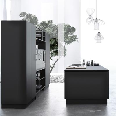 Armários de cozinha modulares da mobília preta de Matte Laminate Sheet Kitchen Cabinets