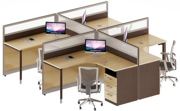 modern 4 seater office galss cubicle table furniture