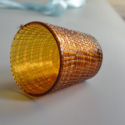 Modèle de toile de relief Amber Glass Tea Light Holders solide