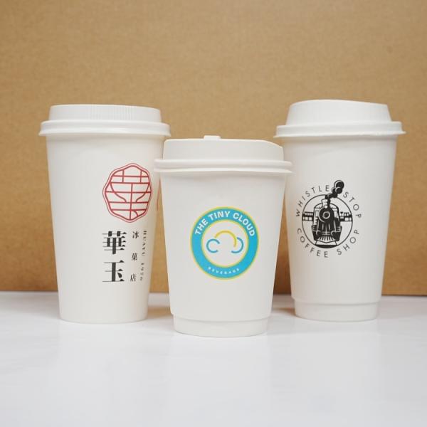 Taza de papel de café biodegradable desechable con logotipo impreso personalizado