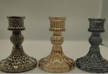 Crystal Glass Candlesticks Holder Set of 3, Clear Glass Candle Holder, Taper Candle Stick Holders for Dining Table Cente
