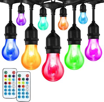 48ft 15 luzes exteriores da corda do bulbo de Dimmable do quintal do Rgb dos bulbos