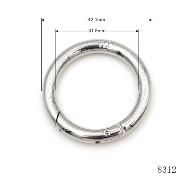 42.1*31.5mm Round Shape Metal Gate Ring Custom Metal Spring O Ring with Logo Text
