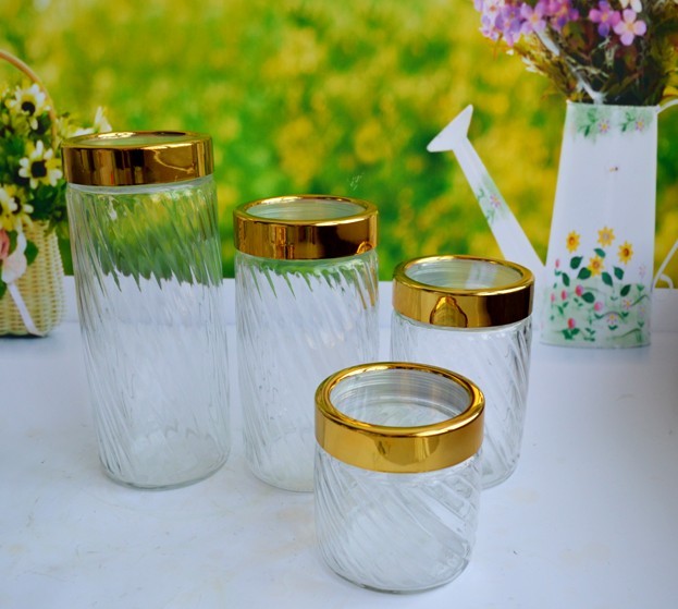 SET OF 4 PCS GLASS CANISTER