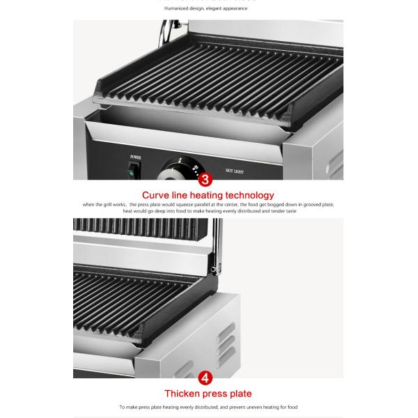 Fabricante de Panini para sándwiches a la parrilla eléctricos comerciales con tamaño de parrilla superior 215*215mm