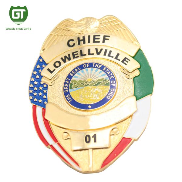 Gold Plating HPD Zinc Alloy 3d police badge with gold plating