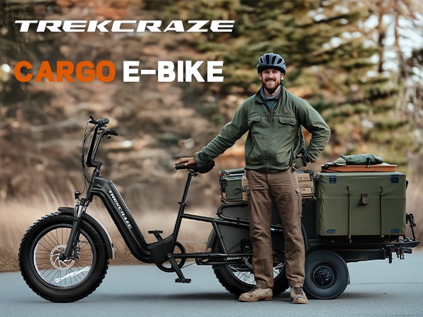20 Inch  Electric Cargo Bike 48V 750W Folding Urban Commuter Ebike for Family Kids Pets Large Rack City Transport