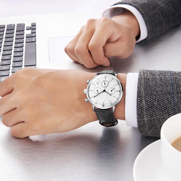 3eye Mens Luminous Watches , 6hands Metal Wrist Watch waterproof