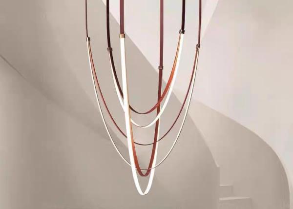 Leather chandelier led tube big light for Villa Interiordesign Pendant lamp