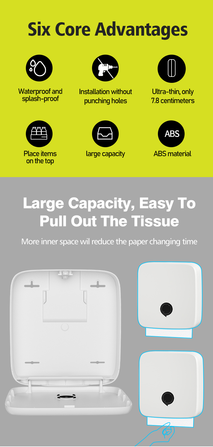 ABS Plastic Multi Fold Towel Holder Dispenser Wall Mounted For Home Commercial Bathroom