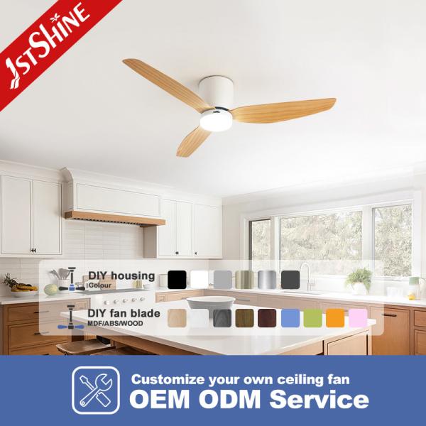 Customizable Lighting 52-inch Flush Mount Ceiling Fan with Remote and 3 Color LED Light