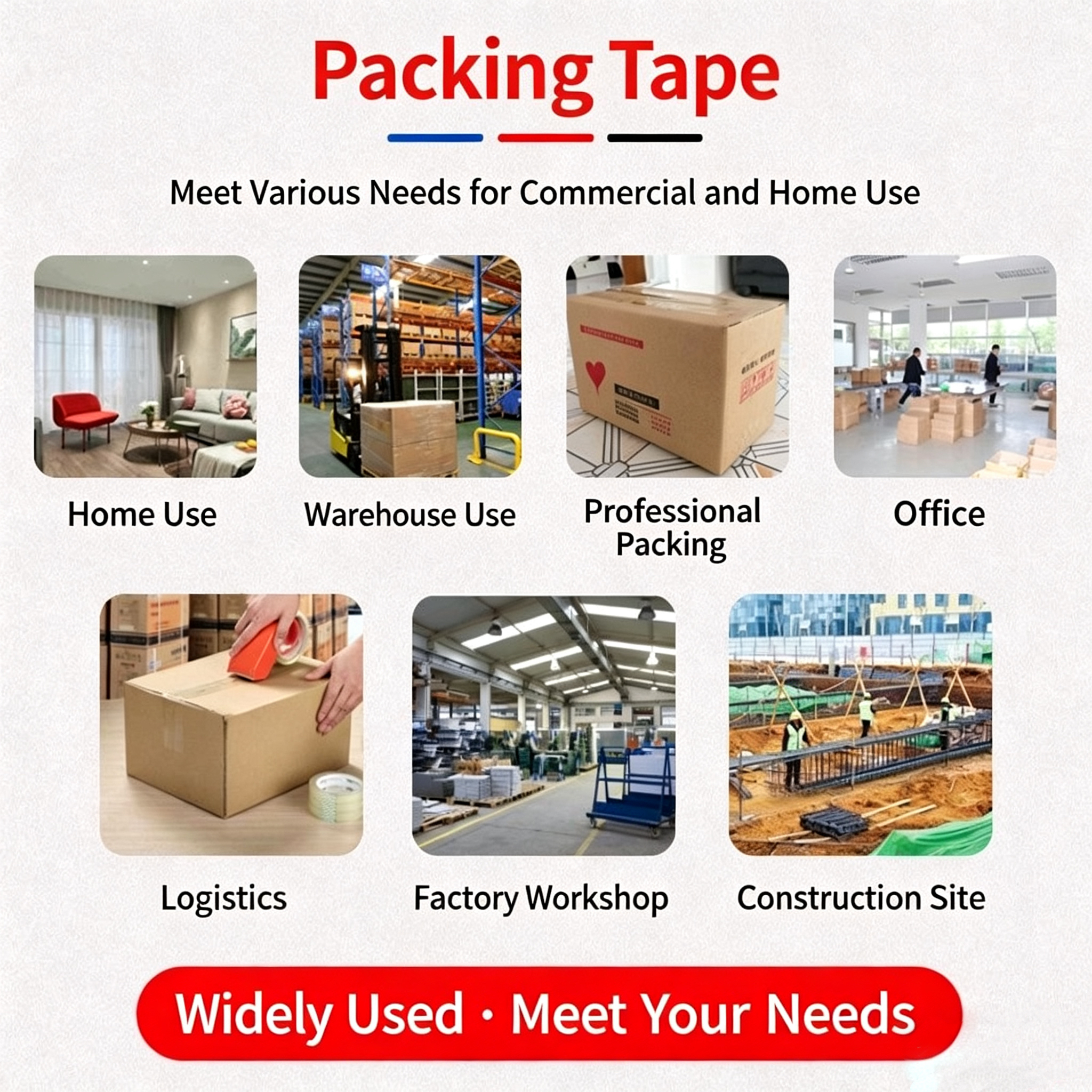 Transparent BOPP Packing Tape BOPP Bag Sealing Tape For Logistics And Factory