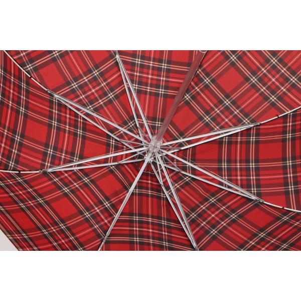 27 Inch Manual Windproof Golf Umbrellas Red Tartan Fabric Acrylic Handle