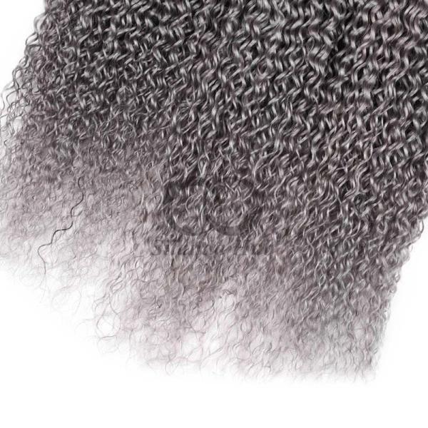 #T1B/Grey Kinky Curly Remy Human Hair Bundles Sew In Weave Bundles Brazilian Bundle Deals