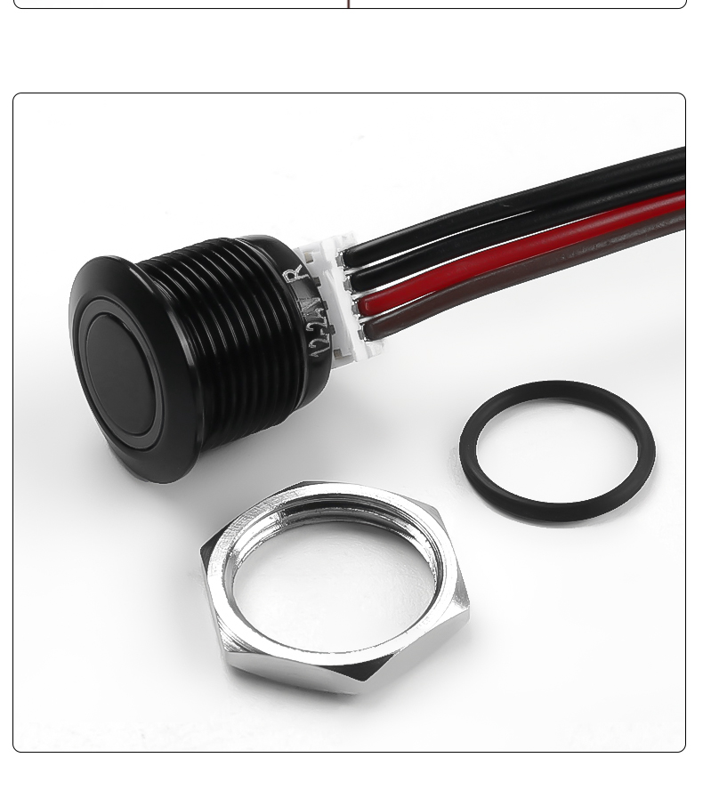 12mm  Oxidized Black Ultra-Short Quality Push Button Switch Factory With 3V6V12V24V Self-resetting