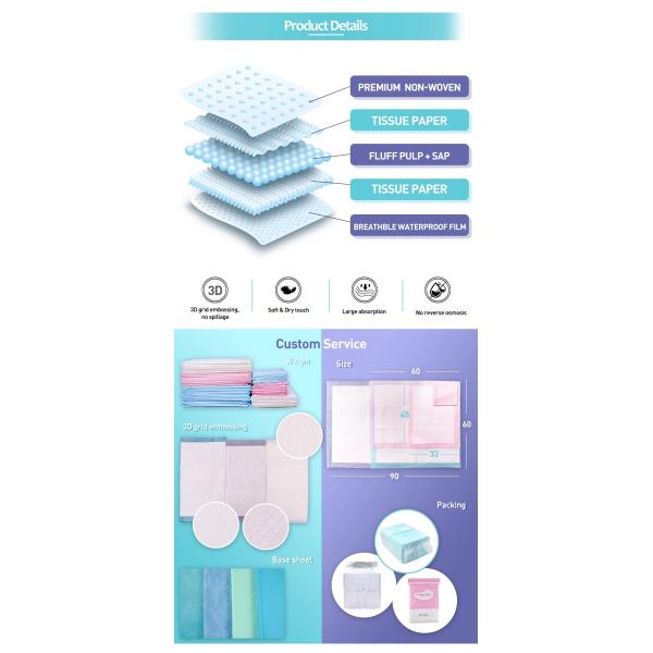 Hydrophbic Non Woven XXXL AdInconvenient Disposable Diaper Pad
