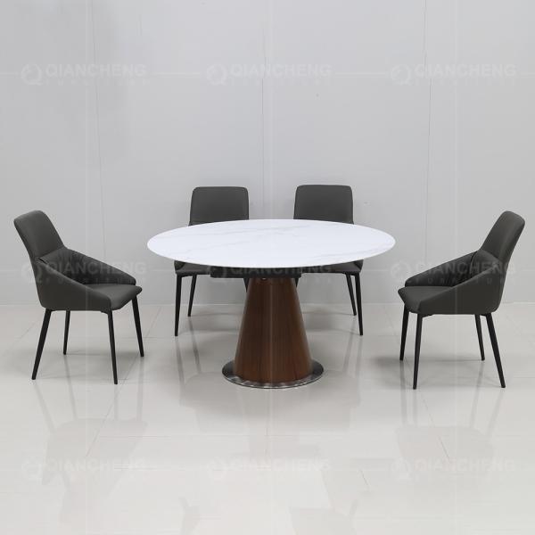 Камень стальной мебели SS ресторана гостиницы белый вокруг Extendable обеденного стола