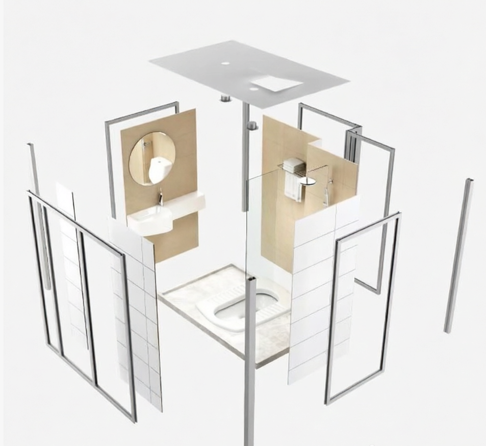 Integrated SMC Bathroom Waterproof Prefab Toilet And Shower Unit Compact