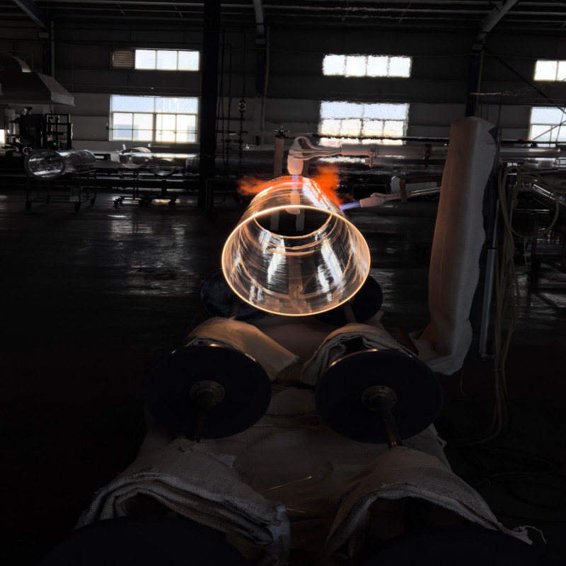 Twin Tube Clear Quartz Furnace Tube with Flange Exhaust Pipe Welding Polished Surface