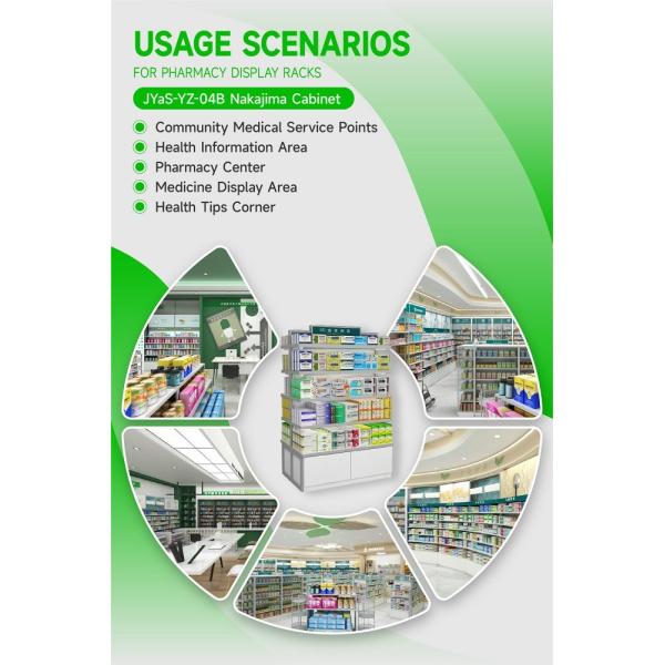 JYaS-YZ-04B Minimalist Modern Style Pharmacy Center Cabinet With White Glossy Boards And Aluminum Price Tag Slot