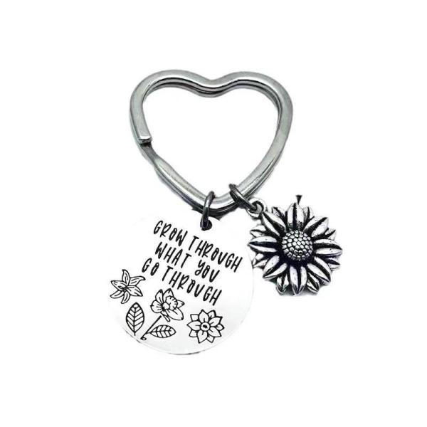 Small Daisy Pendant Fashion Key Chain Lettering Stainless Steel Keychain To Friends
