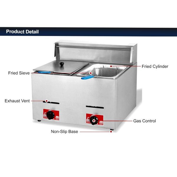 Ресторан легко очистил двойную силу Fryer 5.5l 37800 BTU/h газа танка
