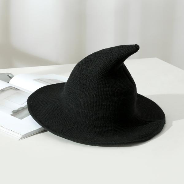 2023 Halloween Party Witch Hat Unisex Wool Knit Hat for Fashionable and Versatile Style