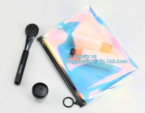 pencil case zipper slider travel cosmet bag, slider zipper clear transparent pvc packaging cosmetic bag, slider lock zip
