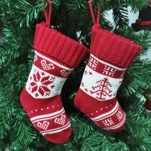 Hanging Christmas Knitted Stocking Decorations Stuffed Xmas Tree Hanging Toys