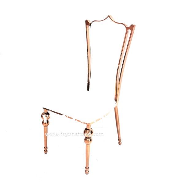 Romance Banquet Wedding Throne Dining Chair Rose Gold Durable Stainless Steel Synthetic Leather for Hotel Living Room Event