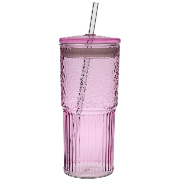 Classic 20oz Large Capacity Clear Glass Tumbler With Lids And Straws New Glass Drinkware Coffee Glass Cup