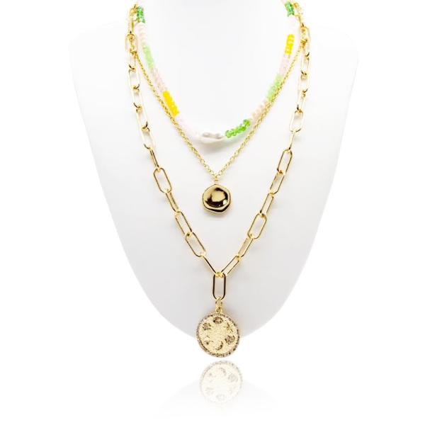 Fashion Gold Necklace Jewelry Sets with Acrylic Pear Beads Necklace for Women