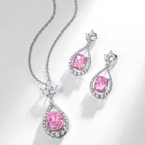 Стильные 925 Стерлинговое Серебро Розовый Драгоценный Камень Овальный Гало Серёжки