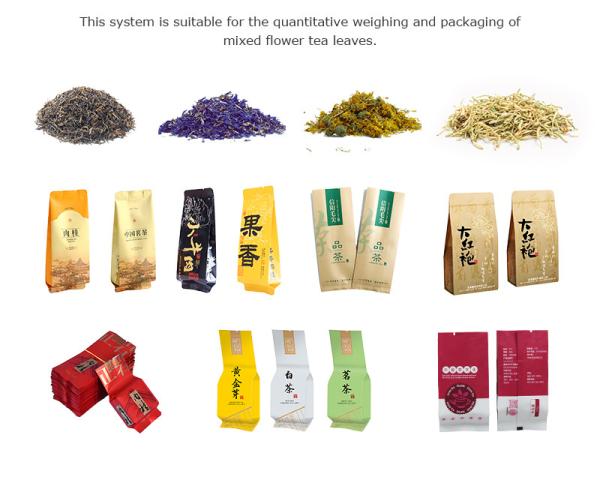 Sistema de pesagem e embalagem de chá (chá verde, chá preto, chá oolong)