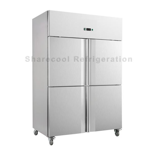 AISI304 4 Doors Stainless Steel Upright Refrigerator Auto Defrosting For Restaurant