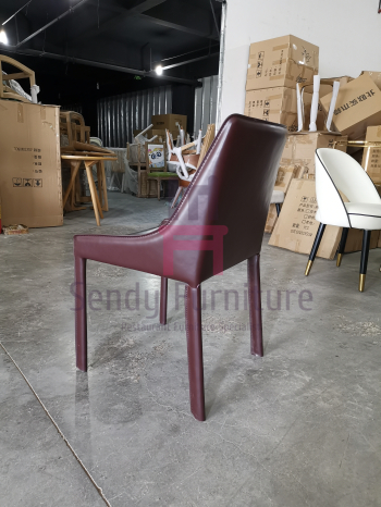 Upholstered Tanned Leather Saddle Leather Chair Hotel Usage With Mini Armrest