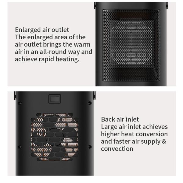 Small Mini Heater Vertical Household Heater ABS Infrared PTC Three Second Heat Heater