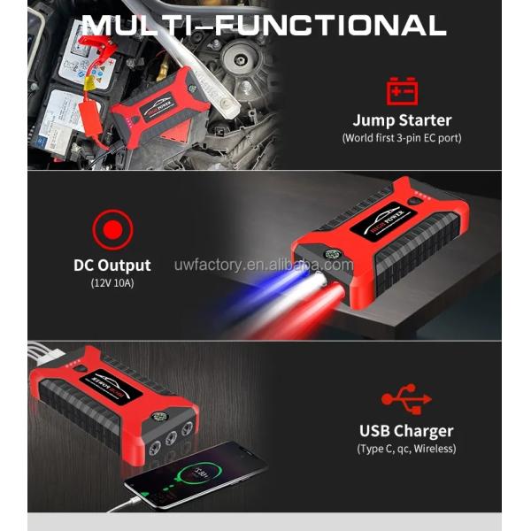 Portable 12V Car Emergency Start Power Car Jumper Starter with Pure Sine Wave Inverter Type and 225kWh Storage Capacity