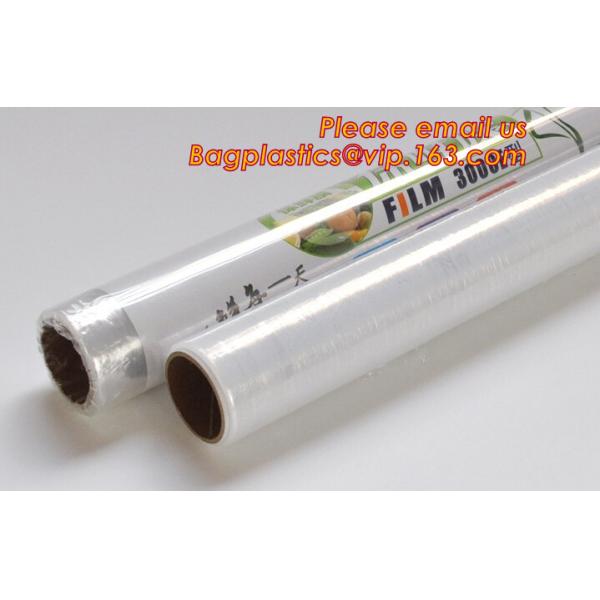 Keep Fresh PE food wrap plastic Cling film wrap jumbo roll, LLDPE power stretch wrap film food wrap stretch film, bageas