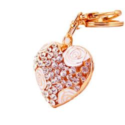 Heart Shaped Key Chain Ornaments 1.3 Inch Wide Crystal Irregular
