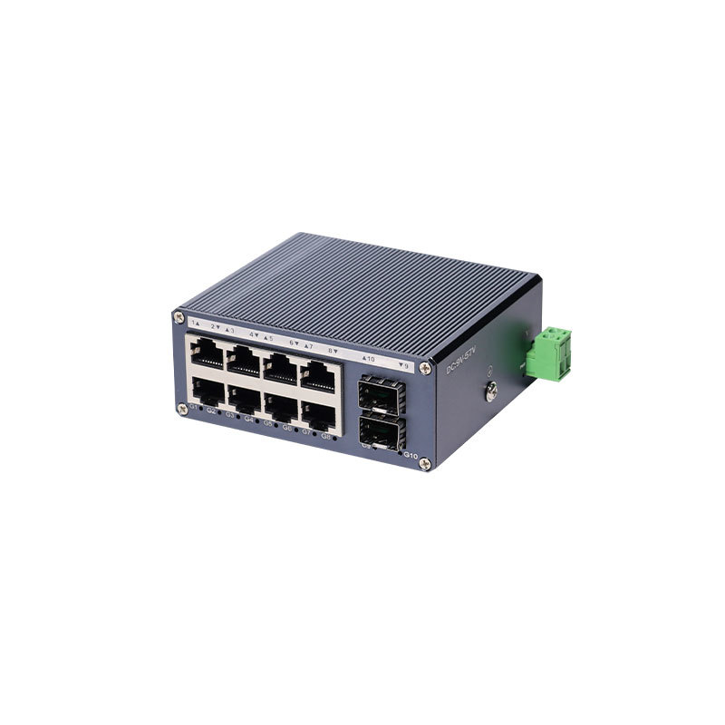 Mini Industrial Gigabit Switch 2 SFP Fiber 8 RJ45 Ports Cost-Effective Ethernet