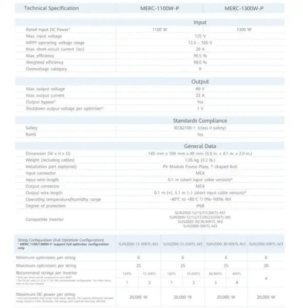 Merc 1100w P Merc 1300w P Solar Power Optimizer Pv Smart Huawei Optimizer