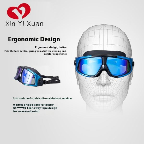 Adult diving mask, large frame for European and American nearsighted people, floating diving mask manufacturer's customized anti-fog silicone, diving swimming goggles